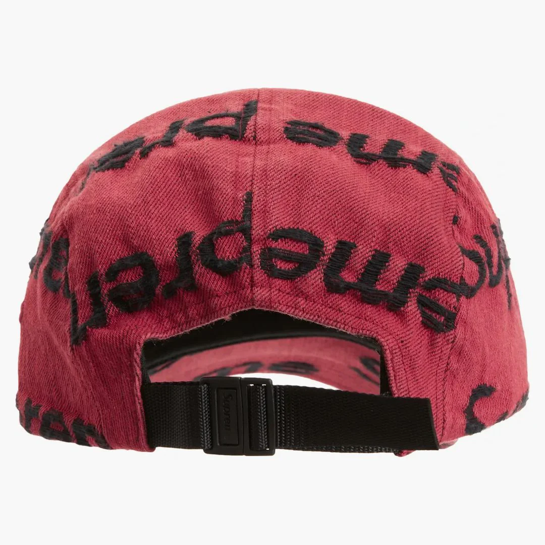 Supreme Frayed Logos Denim Camp Cap Red - Image 2