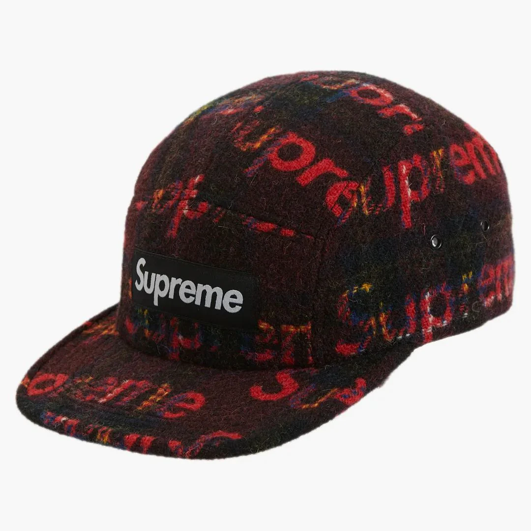 Supreme Harris Tweed Camp Cap Red Plaid