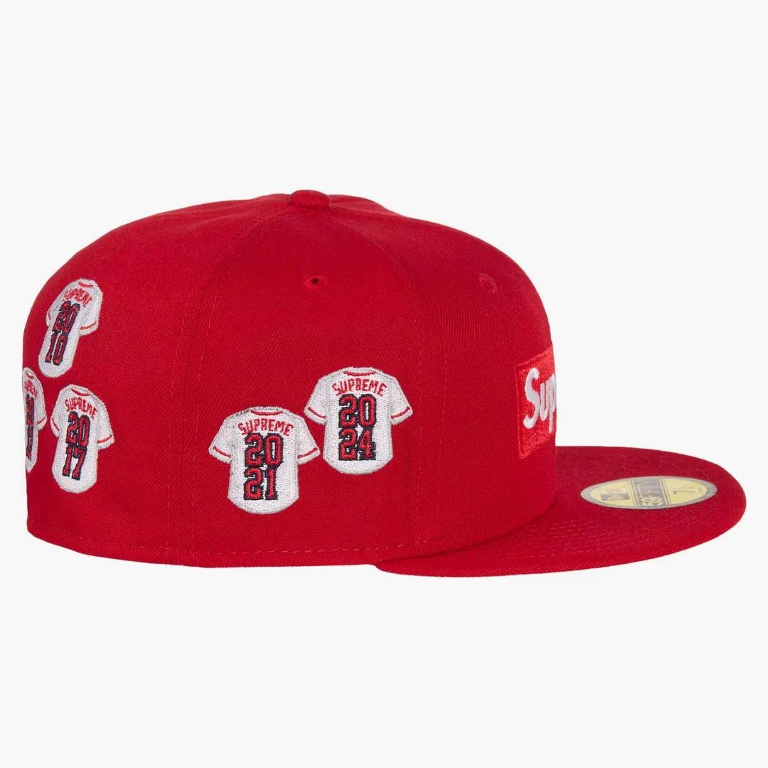 Supreme Jerseys Box Logo New Era Fitted Hat Red - Image 3