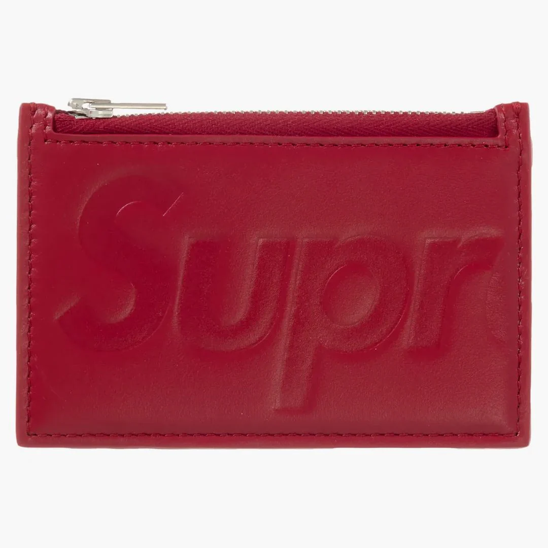 Supreme Leather Zip Card Holder Red - Image 2