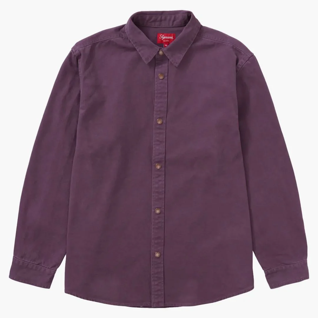 Supreme Logo Taping Work Shirt Dusty Purple - Image 2