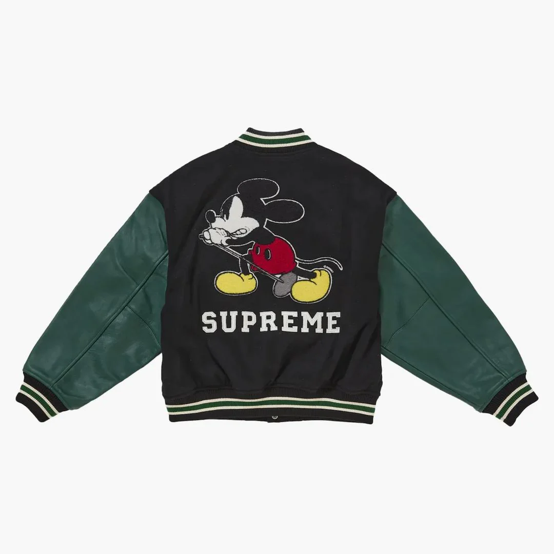 Supreme Number (n)ine Mickey Varsity Jacket Black - Image 3