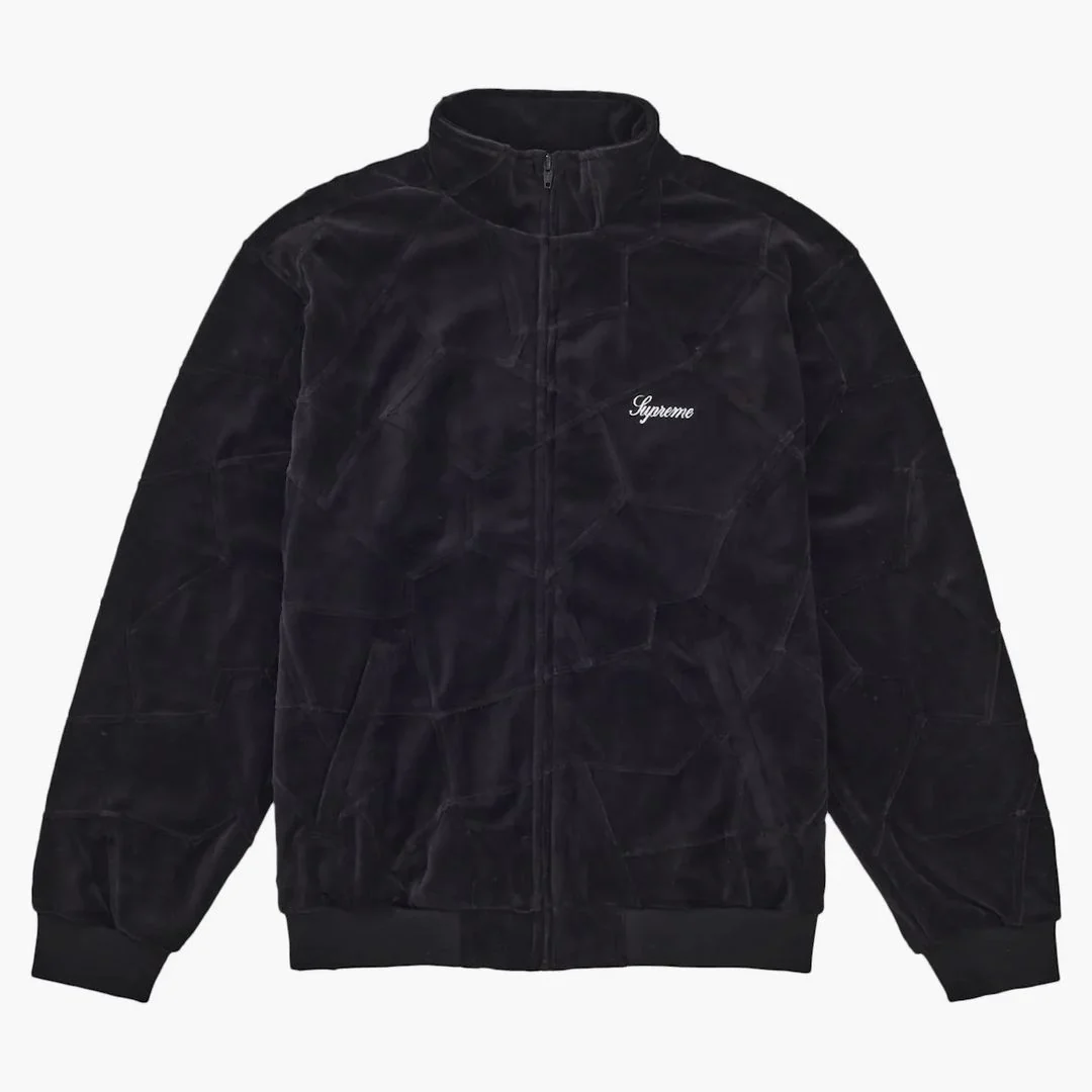 Supreme Patchwork Velour Track Jacket Black