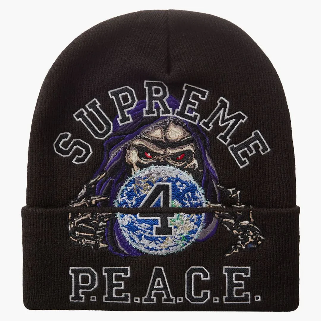 Supreme Peace Embroidered Beanie Black