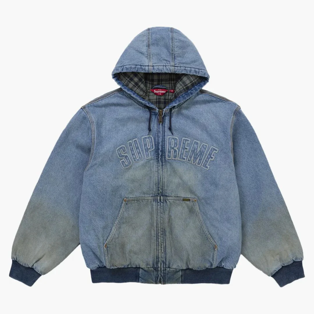Supreme Reflective Arc Hooded Work Jacket Denim - Image 2