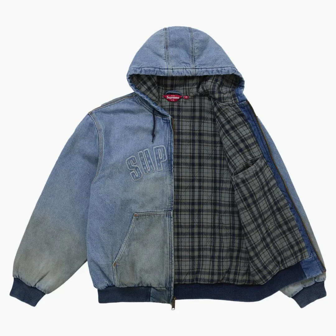 Supreme Reflective Arc Hooded Work Jacket Denim - Image 4