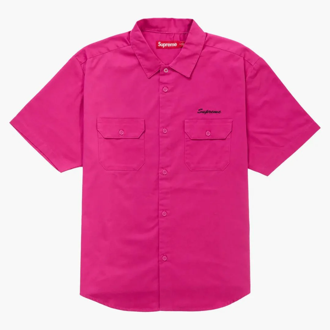 Supreme Rhinestone Pin Up S/s Work Shirt Fuchsia - Image 2