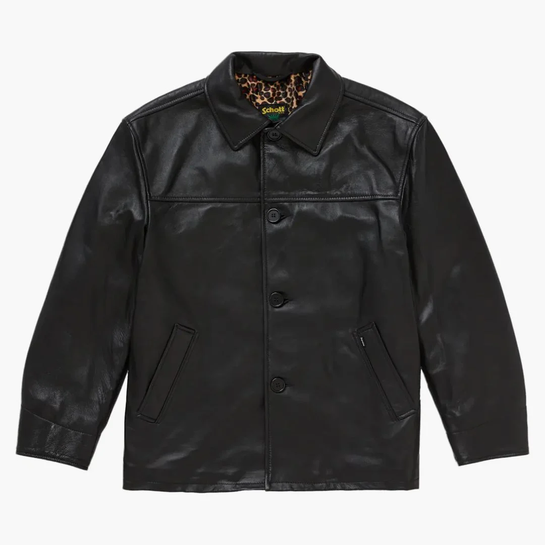 Supreme Schott Leather Car Coat (ss25) Black - Image 3