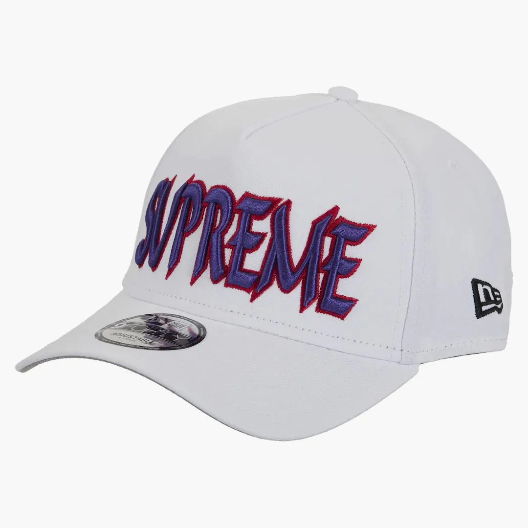 Supreme Sharp Spellout Adjustable New Era Cap White