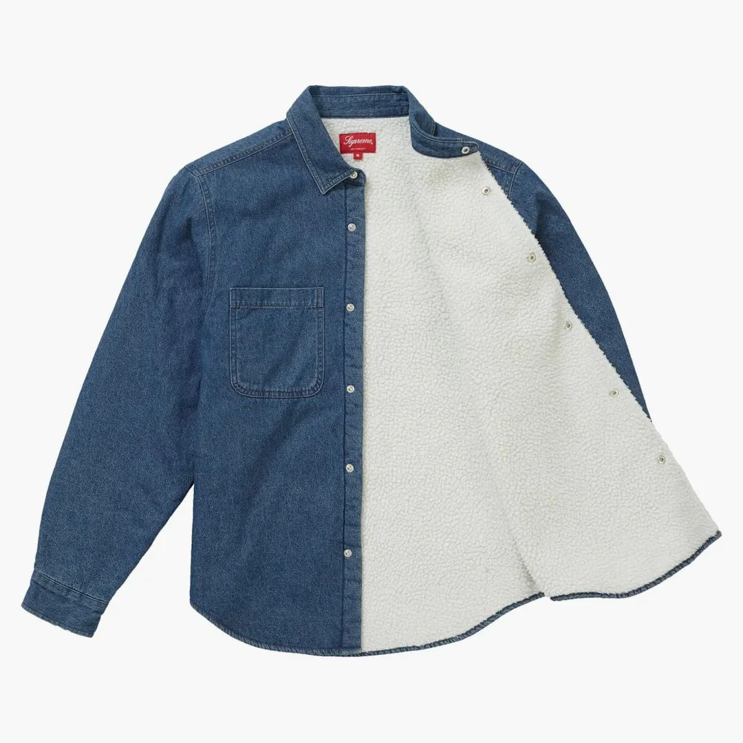 Supreme Sherpa Lined Denim Shirt Blue - Image 2