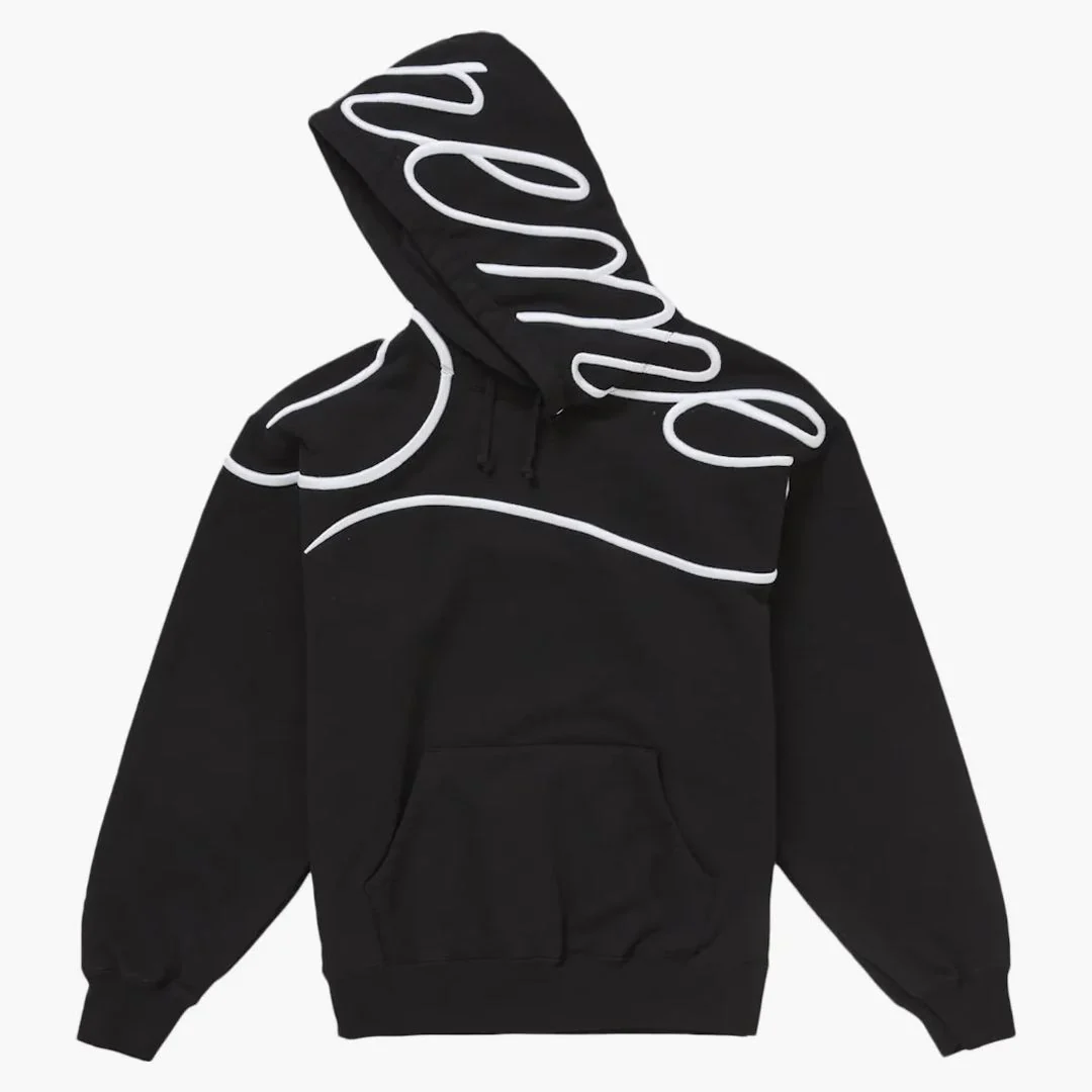 Supreme Shoulder Script Hooded Sweatshirt Black - Image 2