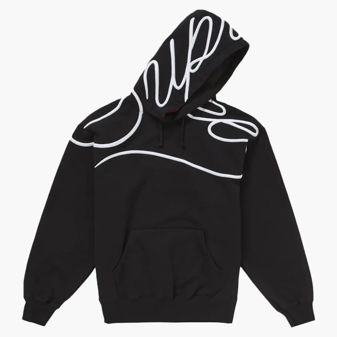 Supreme Shoulder Script Hooded Sweatshirt Black - Image 3