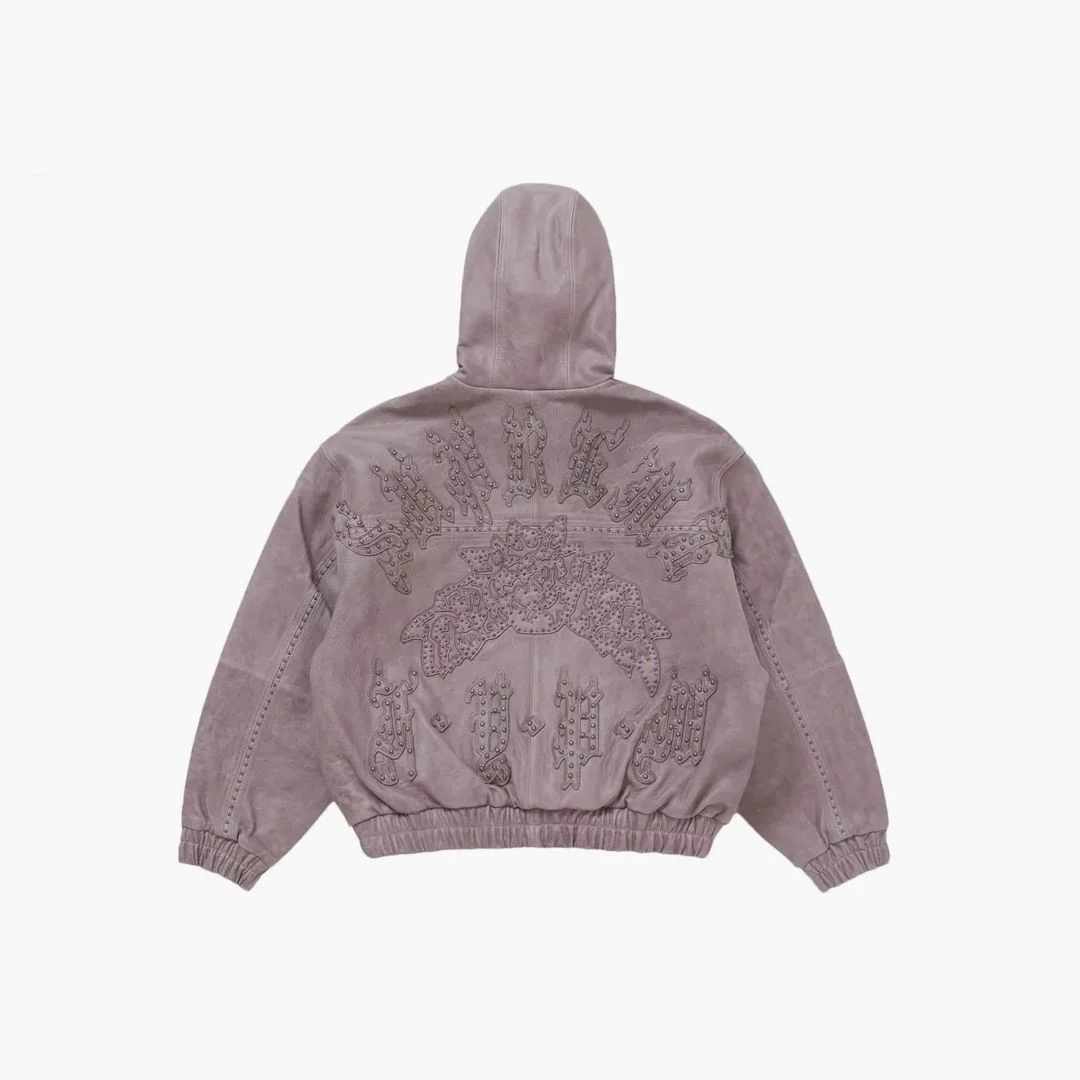 Supreme Studded Hooded Leather Jacket Lilac - Image 2
