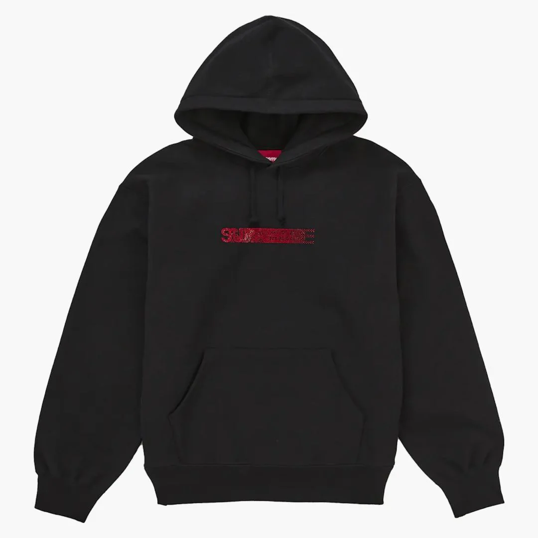 Supreme Swarovski Motion Logo Hooded Sweatshirt Black