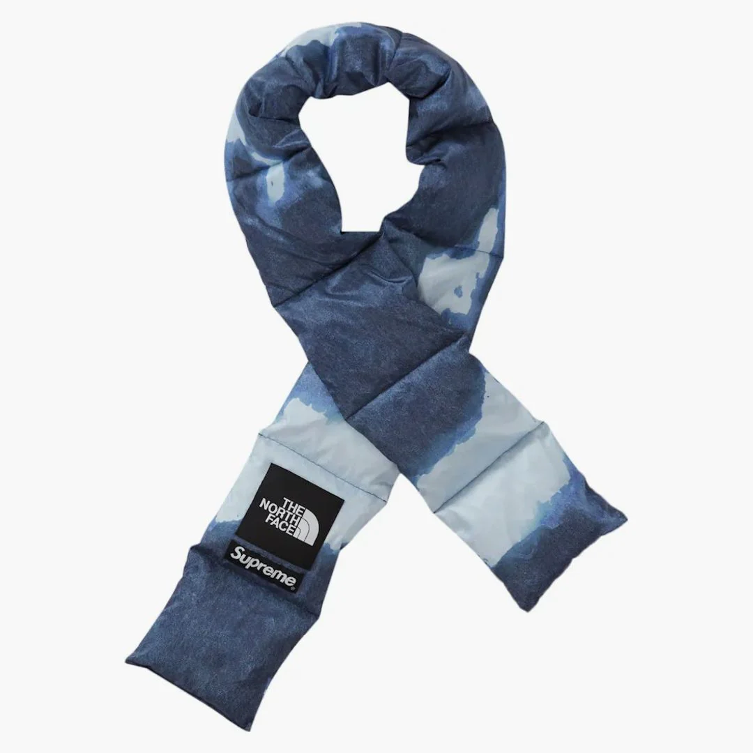 Supreme The North Face Bleached Denim Print 700-fill Down Scarf Indigo - Image 3
