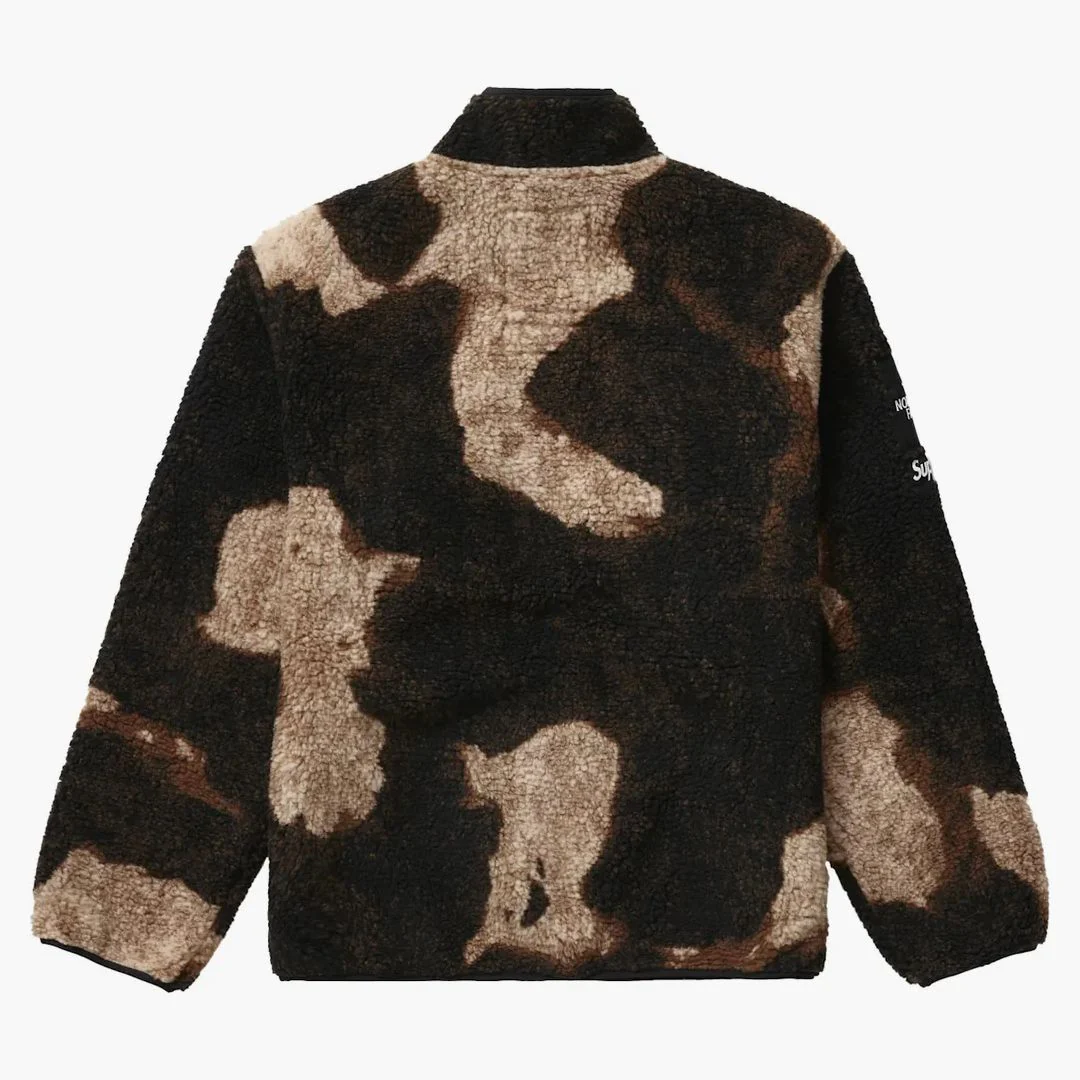 Supreme The North Face Bleached Denim Print Fleece Jacket Black - Image 3