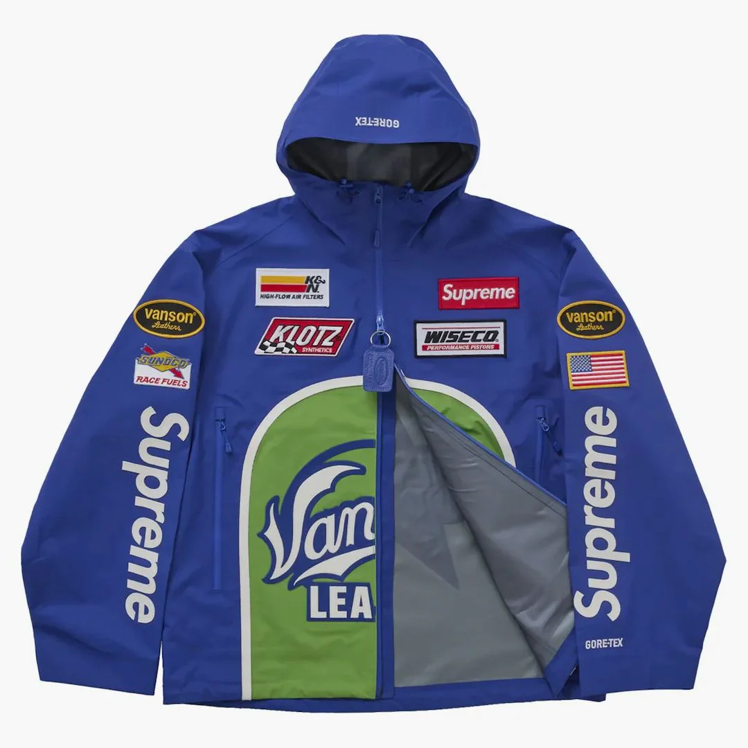 Supreme Vanson Leathers Gore-tex Shell Jacket Royal - Image 4