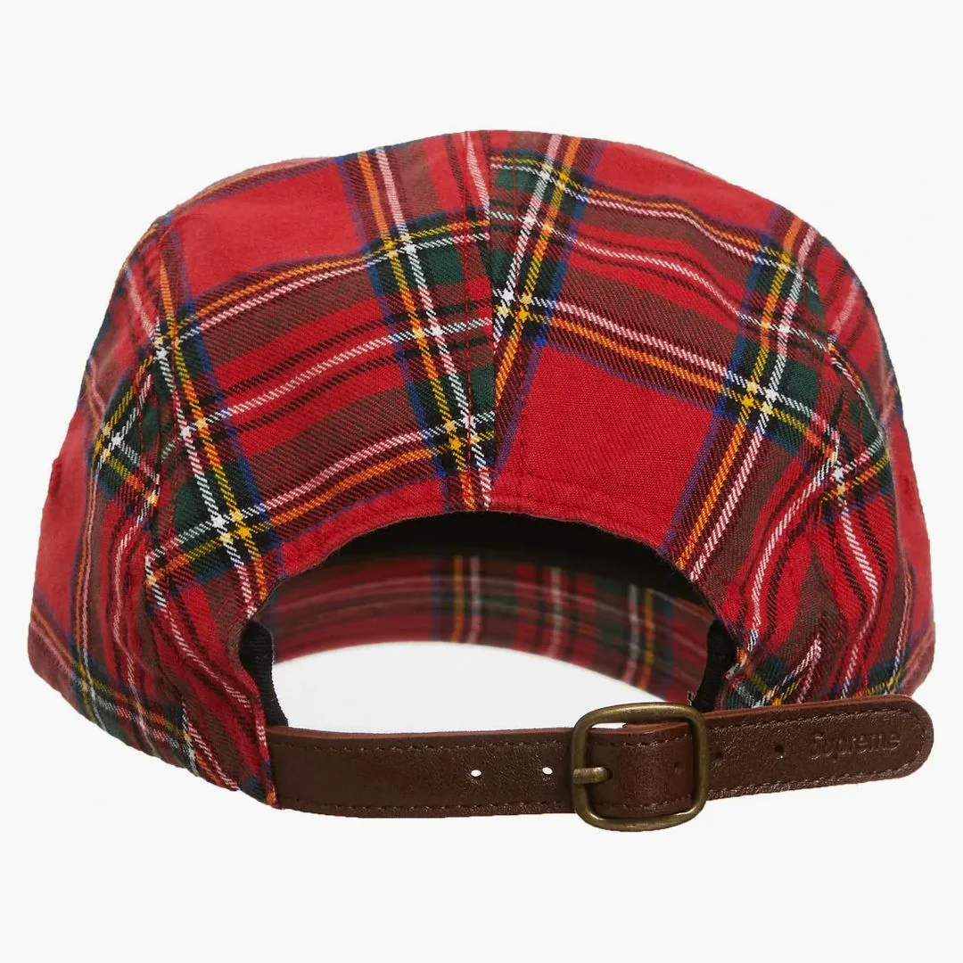 Supreme Washed Chino Twill Camp Cap (fw20) Red Tartan - Image 2