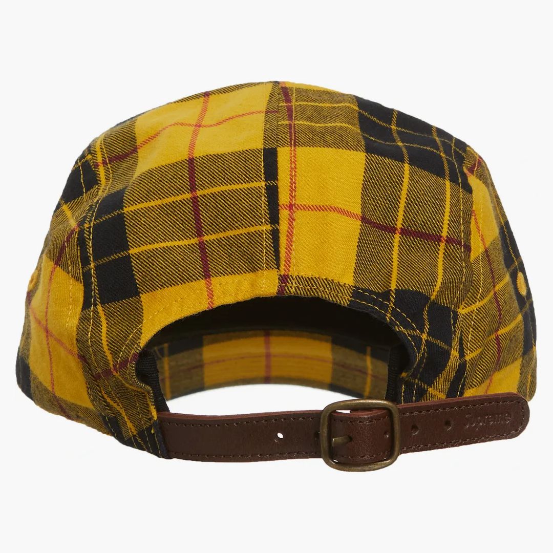Supreme Washed Chino Twill Camp Cap (fw20) Yellow Tartan - Image 2