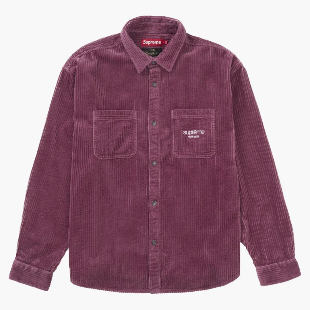Supreme Wide Wale Corduroy Snap Shirt Dusty Pink