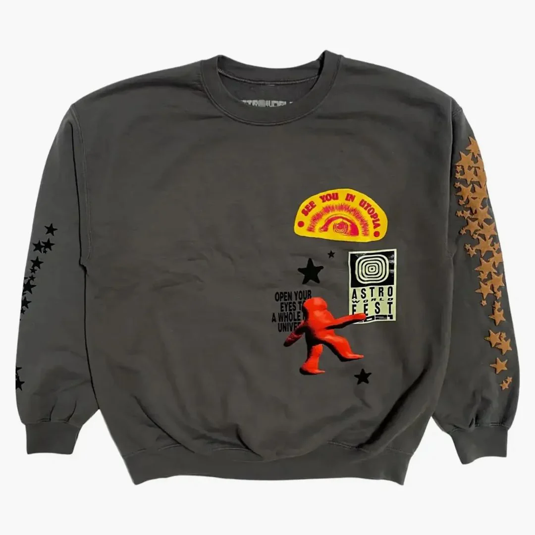 Travis Scott Houston Crewneck Grey