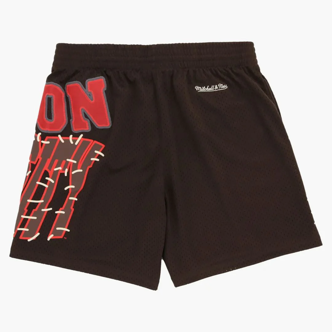 Travis Scott X Mitchell & Ness Boston University Basketball Shorts Brown - Image 2