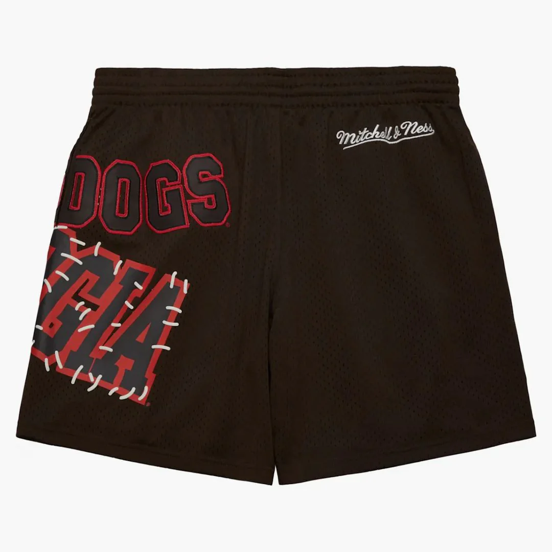 Travis Scott X Mitchell & Ness Georgia Bulldogs Basketball Shorts Brown - Image 2