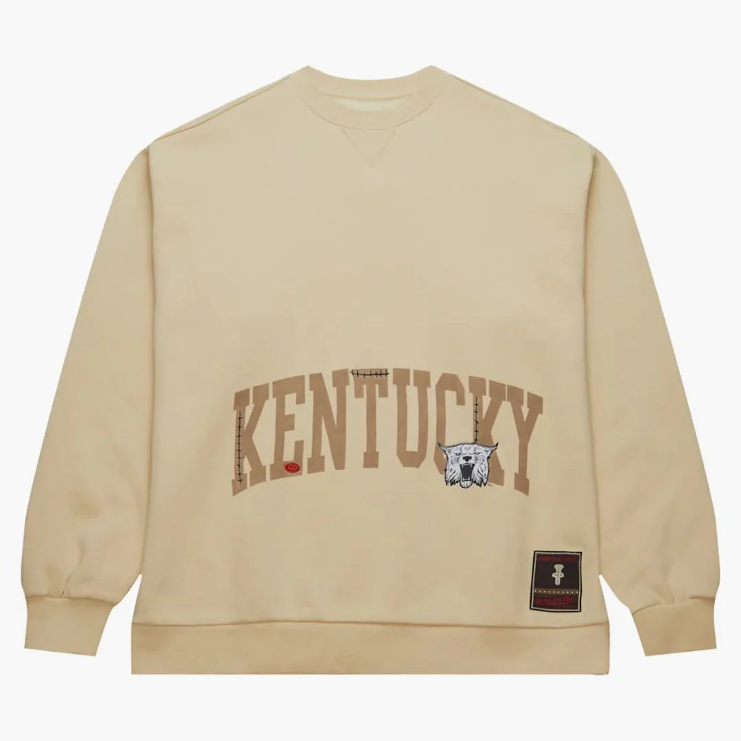 Travis Scott X Mitchell & Ness Kentucky Wildcats Pullover Sweatshirt Tan - Image 2