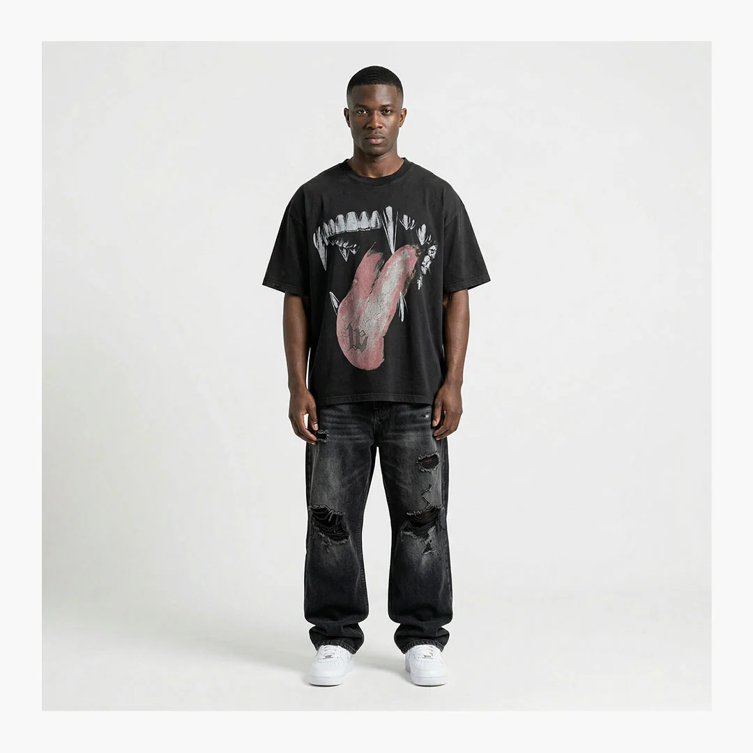 Warman Metalic Teeth Graphic T-Shirt Black - Image 2